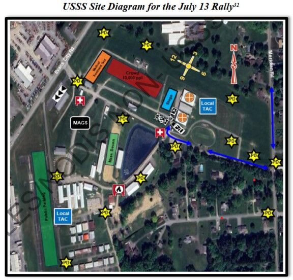 TCS USSS site diagram for July 13 rally trump assassination attempt
